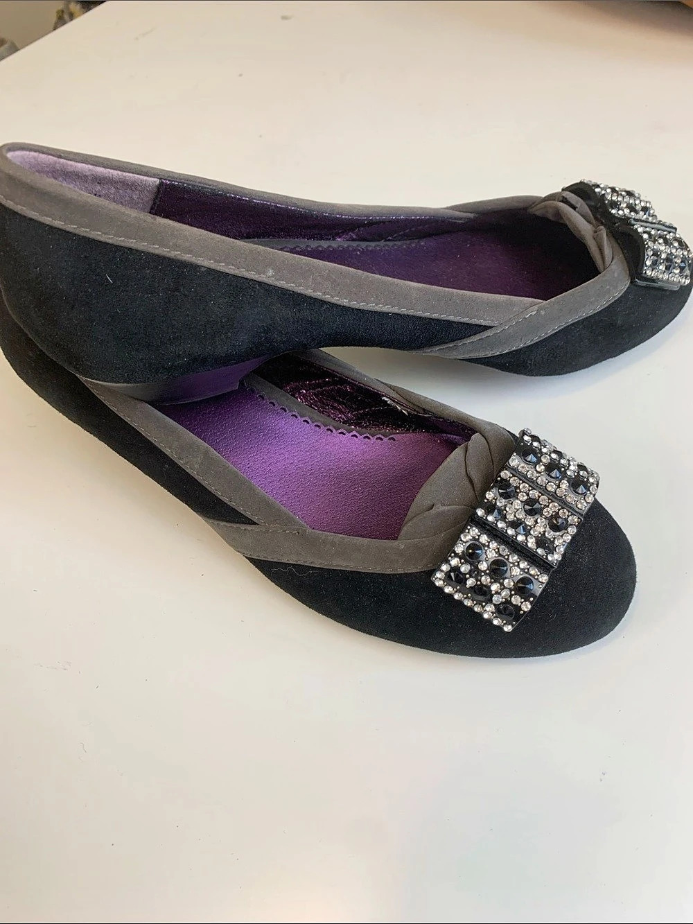 Poetic Licence Rhinestone Heels in Black Suede & Gray EU 40 US 9